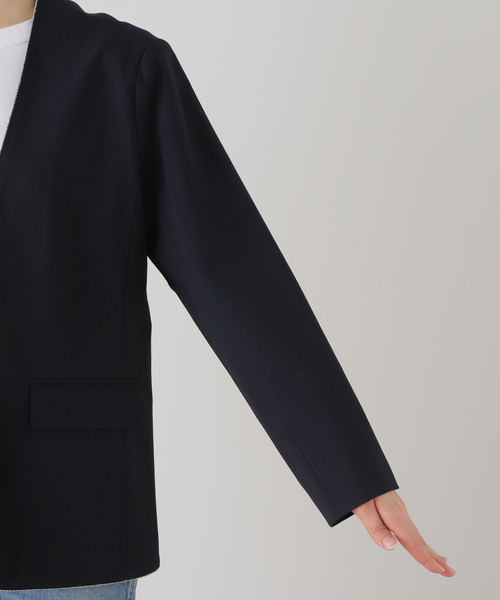 U by SPICK&SPAN（ユーバイスピックアンドスパン）の「ボールチェーンジャケット（ノーカラージャケット・レディース・ネイビー/チャコールグレー・FREE）」の16枚目の写真