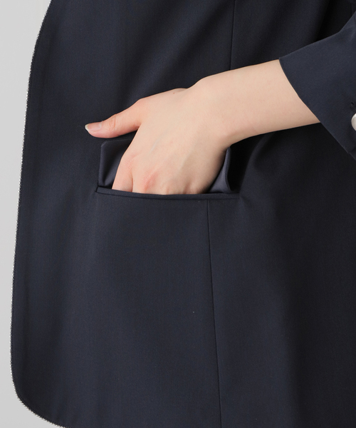 U by SPICK&SPAN（ユーバイスピックアンドスパン）の「ボールチェーンジャケット（ノーカラージャケット・レディース・ネイビー/チャコールグレー・FREE）」の18枚目の写真