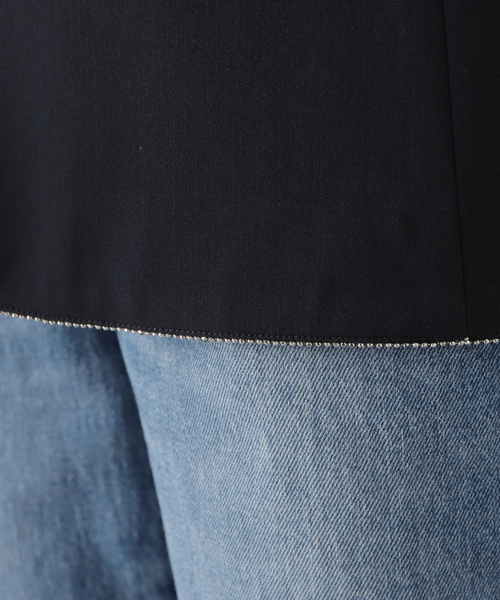 U by SPICK&SPAN（ユーバイスピックアンドスパン）の「ボールチェーンジャケット（ノーカラージャケット・レディース・ネイビー/チャコールグレー・FREE）」の21枚目の写真