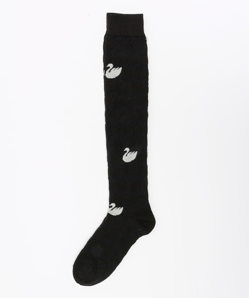 ANTIPAST(アンティパスト)の「ANTIPAST / ラインスワン ハイソックス(ソックス/靴下・レディース・シルバー/ブラック・ONE SIZE)」の2枚目の写真