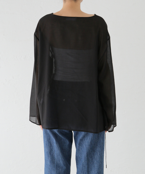 AMOMENTO（アモーメント）の「【AMOMENTO / アモーメント】SHEERCOTTON DRAWASTRING TOP AM24SSW07T0（シャツ/ブラウス・レディース・ブラック・SMALL）」の5枚目の写真