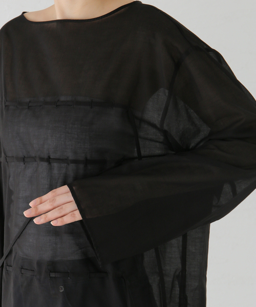 AMOMENTO（アモーメント）の「【AMOMENTO / アモーメント】SHEERCOTTON DRAWASTRING TOP AM24SSW07T0（シャツ/ブラウス・レディース・ブラック・SMALL）」の9枚目の写真