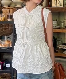 JUNOAH | 2wayリボンジャガードノースリーブトップス(シャツ/ブラウス)