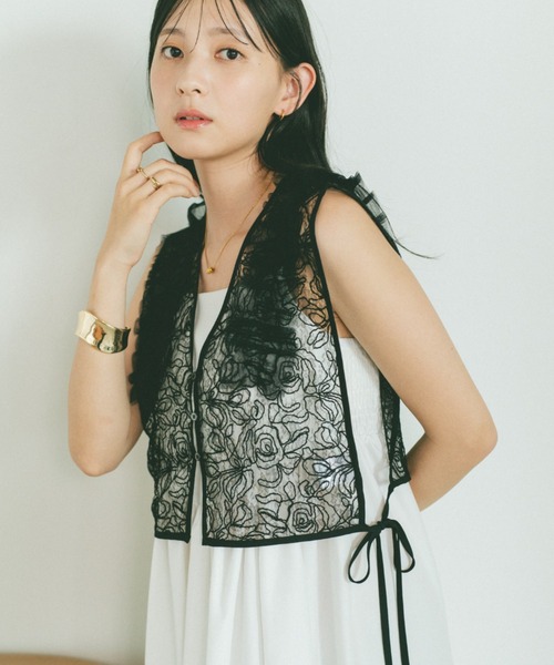 vaqutauxvoyage ブルジョアベスト　ミルク　ヨーリンサイズ セール】bi color line mix vest / バイカラーラインミックス