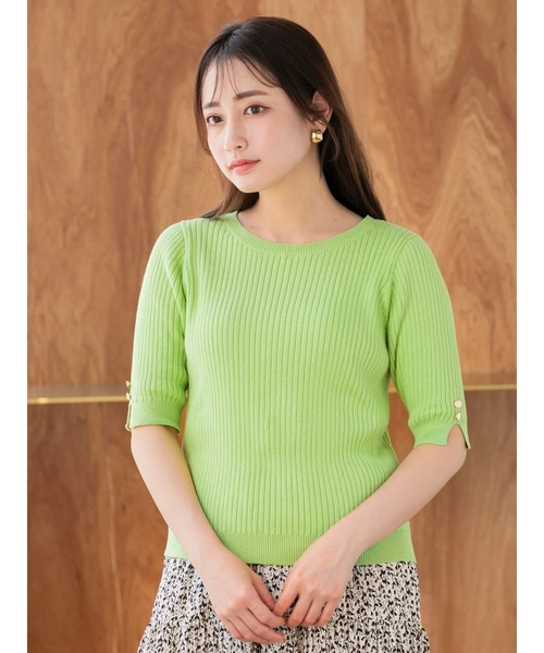 COHINA(コヒナ)の「パーソナルカラーボタンデザインリブニット【低身長・小柄女性】(ニット/セーター・レディース・グリーン/ブルー/オレンジ・ONE SIZE)」の19枚目の写真