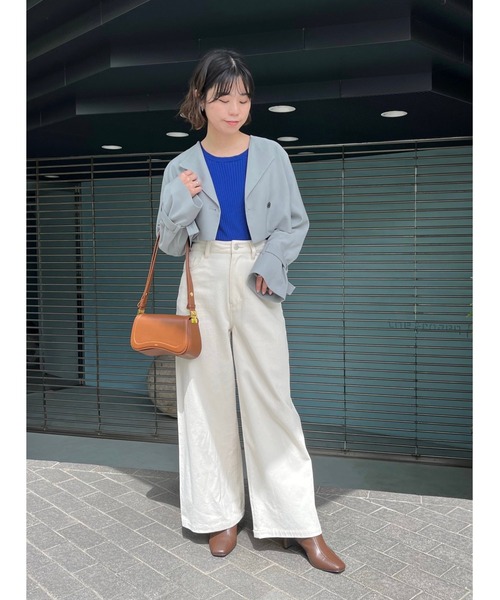 COHINA(コヒナ)の「パーソナルカラーボタンデザインリブニット【低身長・小柄女性】(ニット/セーター・レディース・グリーン/ブルー/オレンジ・ONE SIZE)」の13枚目の写真