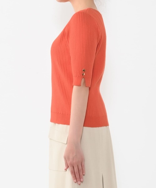 COHINA(コヒナ)の「パーソナルカラーボタンデザインリブニット【低身長・小柄女性】(ニット/セーター・レディース・グリーン/ブルー/オレンジ・ONE SIZE)」の9枚目の写真