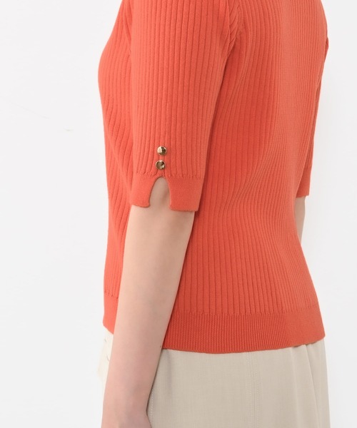 COHINA(コヒナ)の「パーソナルカラーボタンデザインリブニット【低身長・小柄女性】(ニット/セーター・レディース・グリーン/ブルー/オレンジ・ONE SIZE)」の7枚目の写真