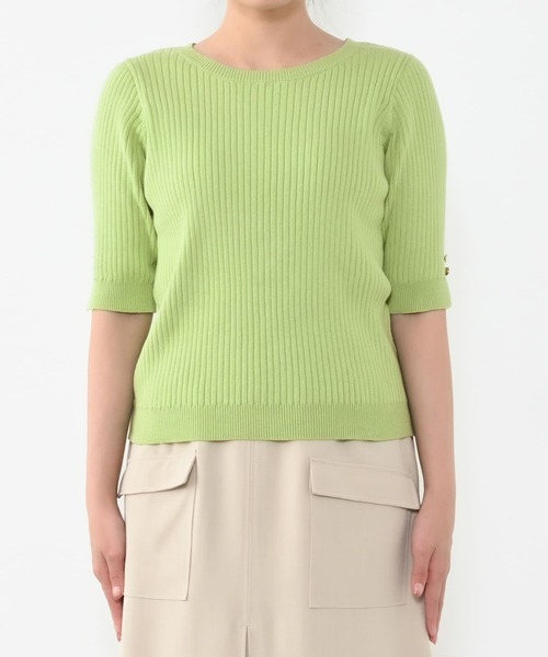 COHINA(コヒナ)の「パーソナルカラーボタンデザインリブニット【低身長・小柄女性】(ニット/セーター・レディース・グリーン/ブルー/オレンジ・ONE SIZE)」の12枚目の写真