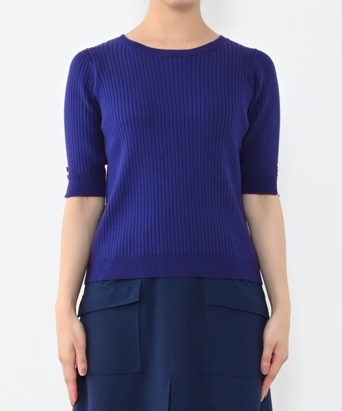 COHINA(コヒナ)の「パーソナルカラーボタンデザインリブニット【低身長・小柄女性】(ニット/セーター・レディース・グリーン/ブルー/オレンジ・ONE SIZE)」の11枚目の写真