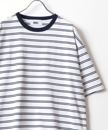 MRU/エムアールユー 接触冷感 吸汗速乾 UVカット オーバーサイズ ボーダー半袖Tシャツ レディース メンズ