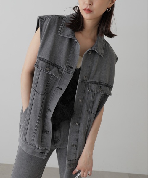 SALE!  ※貴重！　CITY SHOP デニムベスト セール】※※【 選べる2素材 】ショートボクシーウォッシュ