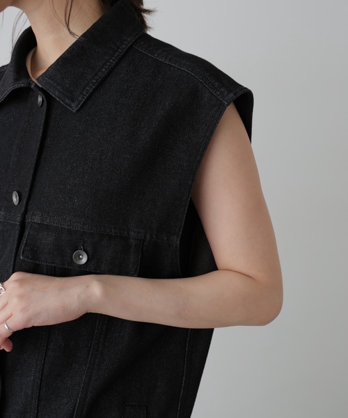 FREE'S MART（フリーズマート）の「ミドル丈デニムベスト（デニムジャケット・レディース・グレー/ブラック/ライトインディゴブルー・FREE）」の12枚目の写真