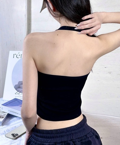 lilful（リルフル）の「【カップ付き】ラインストーンスターモチーフ チェーンホルターネック キャミソール（キャミソール・レディース・ホワイト/レッド/ブラック・F）」の4枚目の写真