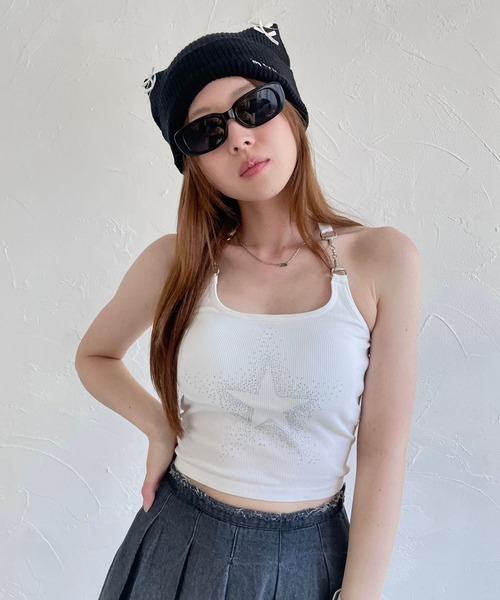 lilful（リルフル）の「【カップ付き】ラインストーンスターモチーフ チェーンホルターネック キャミソール（キャミソール・レディース・ホワイト/レッド/ブラック・F）」の17枚目の写真