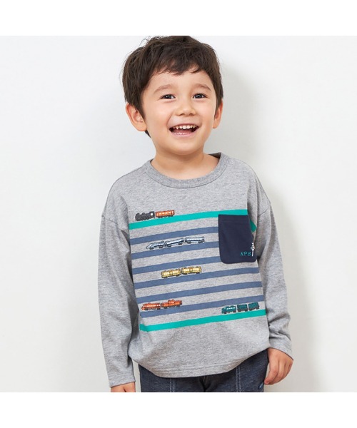 【セール】日本製/電車モチーフの長袖Ｔシャツ(80～130)（Tシャツ/カットソー）｜KP BOY（ケーピーボーイ）