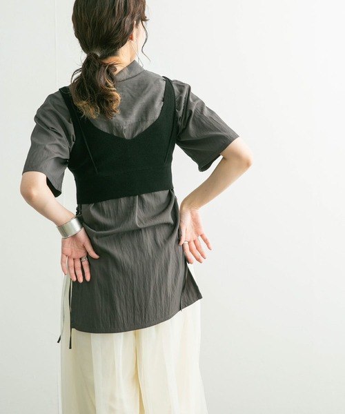 KBF（ケイビーエフ）の「レイヤードライクニットビスチェ（ニット/セーター・レディース・ブラック/ボルドー・ONE）」の4枚目の写真