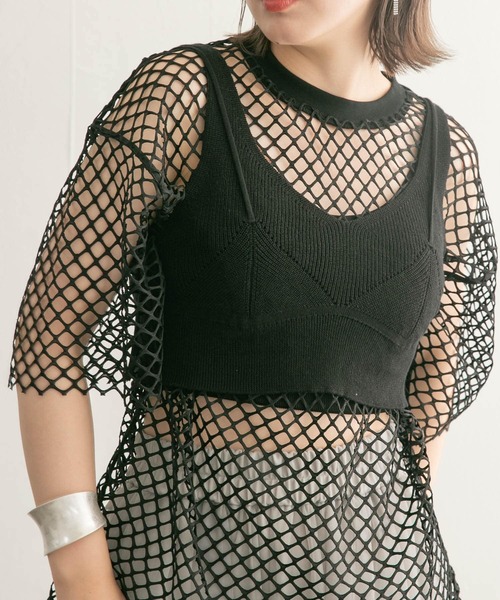 KBF（ケイビーエフ）の「レイヤードライクニットビスチェ（ニット/セーター・レディース・ブラック/ボルドー・ONE）」の7枚目の写真