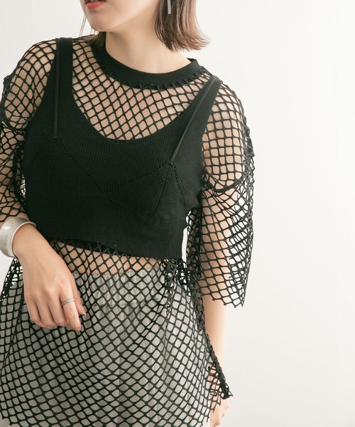 KBF（ケイビーエフ）の「レイヤードライクニットビスチェ（ニット/セーター・レディース・ブラック/ボルドー・ONE）」の9枚目の写真