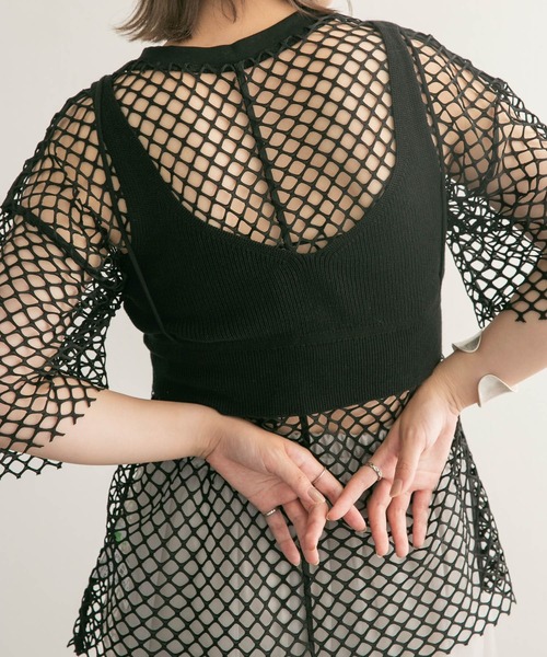 KBF（ケイビーエフ）の「レイヤードライクニットビスチェ（ニット/セーター・レディース・ブラック/ボルドー・ONE）」の10枚目の写真