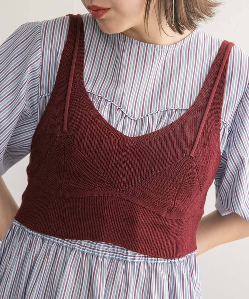 KBF（ケイビーエフ）の「レイヤードライクニットビスチェ（ニット/セーター・レディース・ブラック/ボルドー・ONE）」の16枚目の写真