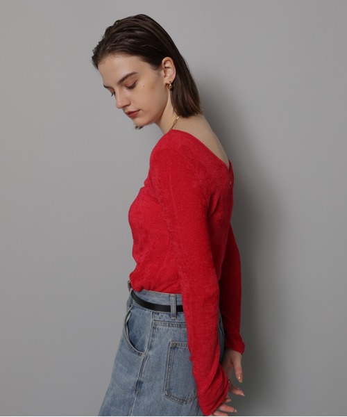 美品✨カデュネ　CADUNE　モヘヤニット　モヘア　赤　レッド　オーバーサイズ CADUNE（カデュネ）の「ベロアシアーニット（ニット/セーター）」 - WEAR