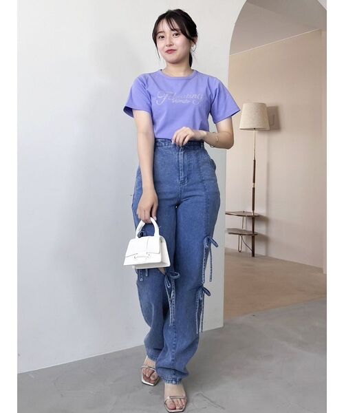 dazzlin（ダズリン）の「FLOATING VIBRATO Tシャツ（Tシャツ/カットソー・レディース・ブラック/パープル/グリーン/オフホワイト/ピンク・FREE）」の14枚目の写真