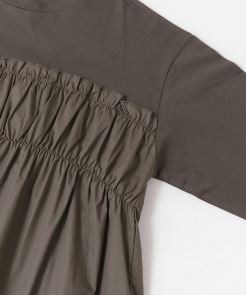 ITEMS URBANRESEARCH（アイテムズ アーバンリサーチ）の「ギャザードッキングハンソデTシャツ（Tシャツ/カットソー・レディース・チャコールグレー/オフホワイト・FREE）」の22枚目の写真