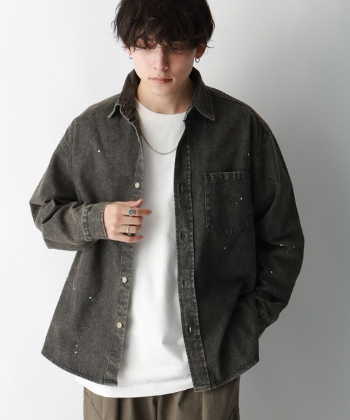 RAGEBLUE（レイジブルー）の「Denim paint big shirt/デニムペイントオーバーサイズシャツ（シャツ/ブラウス・メンズ・ブルー/ブラック系その他・MEDIUM/LARGE）」の2枚目の写真