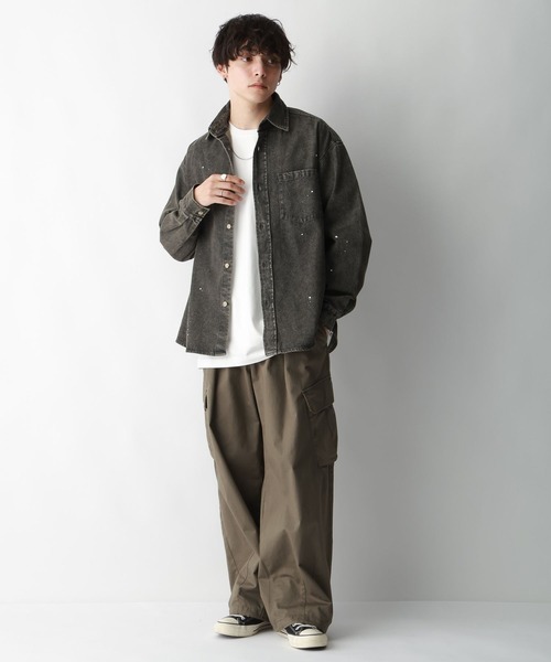 RAGEBLUE（レイジブルー）の「Denim paint big shirt/デニムペイントオーバーサイズシャツ（シャツ/ブラウス・メンズ・ブルー/ブラック系その他・MEDIUM/LARGE）」の3枚目の写真