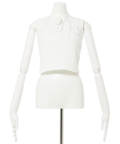 INGNI（イング）の「コサージュ付キャミソール（キャミソール・レディース・ブラック/オフホワイト・M）」の6枚目の写真