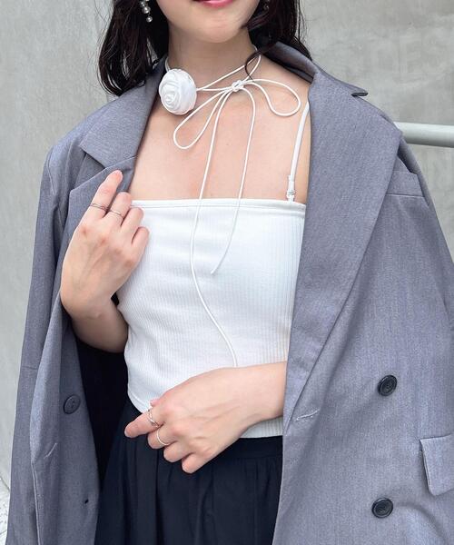 INGNI（イング）の「コサージュ付キャミソール（キャミソール・レディース・ブラック/オフホワイト・M）」の10枚目の写真