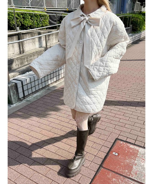 PHILLY(フィリー)の「【PHILLY】リボンキルトジャケット(ブルゾン・レディース・アイボリー/ブラック・FREE)」の12枚目の写真