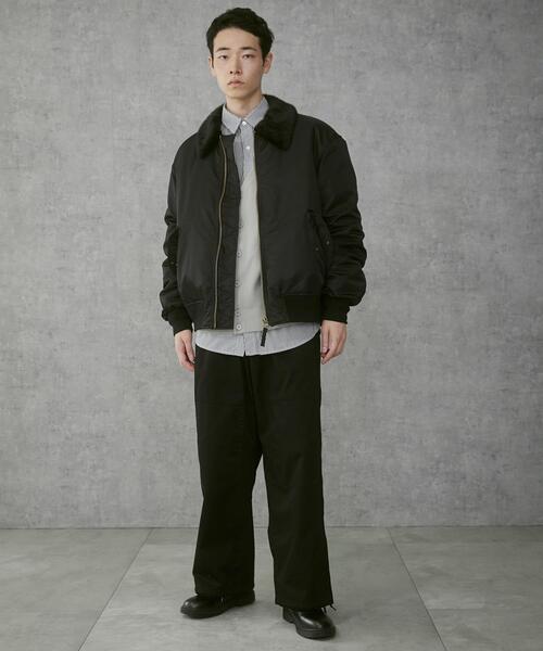 THE STANDARD（ザスタンダード）の「THE STANDARD/フライトジャケット（ミリタリージャケット・メンズ・カーキ/ブラック・MEDIUM/LARGE）」の7枚目の写真