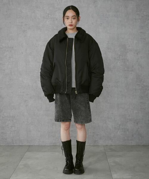 THE STANDARD（ザスタンダード）の「THE STANDARD/フライトジャケット（ミリタリージャケット・メンズ・カーキ/ブラック・MEDIUM/LARGE）」の18枚目の写真