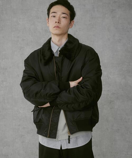 THE STANDARD（ザスタンダード）の「THE STANDARD/フライトジャケット（ミリタリージャケット・メンズ・カーキ/ブラック・MEDIUM/LARGE）」の10枚目の写真