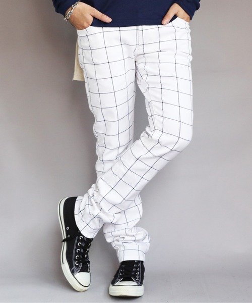 ８(eight)（エイト）の「総柄カツラギチェックパンツ（チノパンツ・メンズ・ブラウン系その他/グレー系その他/ネイビー系/ブラック系その他/グレー系その他2/ブラック系その他2/ホワイト系その他・MEDIUM/SMALL/X-LARGE/LARGE）」の2枚目の写真