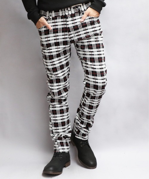 ８(eight)（エイト）の「総柄カツラギチェックパンツ（チノパンツ・メンズ・ブラウン系その他/グレー系その他/ネイビー系/ブラック系その他/グレー系その他2/ブラック系その他2/ホワイト系その他・MEDIUM/SMALL/X-LARGE/LARGE）」の4枚目の写真