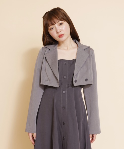 REDYAZEL（レディアゼル）の「ショートジャケット＆キャミワンピセット（ワンピース・レディース・ネイビー/グレー/ダークグリーン・SMALL/MEDIUM）」の7枚目の写真