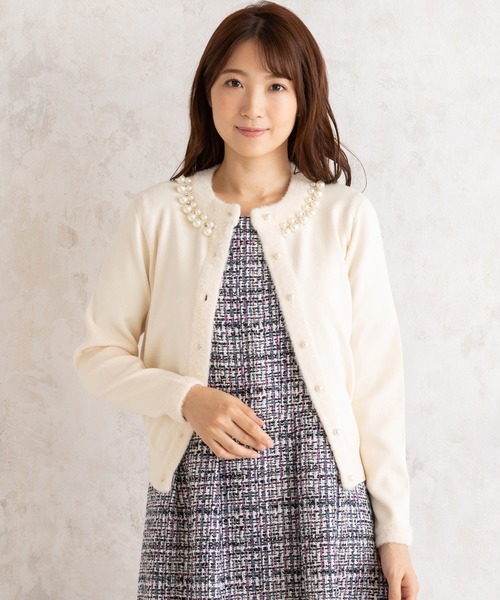 Rose Tiara ローズティアラ  長袖カーディガン 未使用品 サイズ:L〜LL  ベージュ ウール レディース ロング丈 トップス Rose Tiara - Rose Tiara(ローズティアラ) カーディガン サイズL