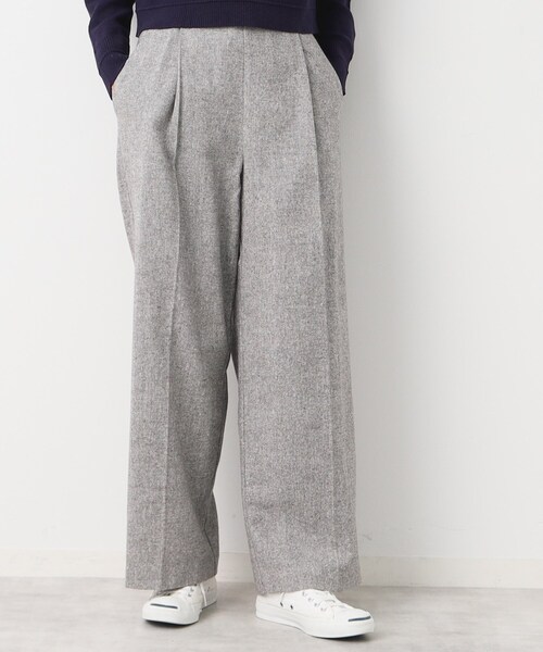 【セール】【後ろゴム・洗える・4サイズ展開】ワンタック入りツイードワイドパンツ（XS～L）（その他パンツ）｜Dessin（デッサン）