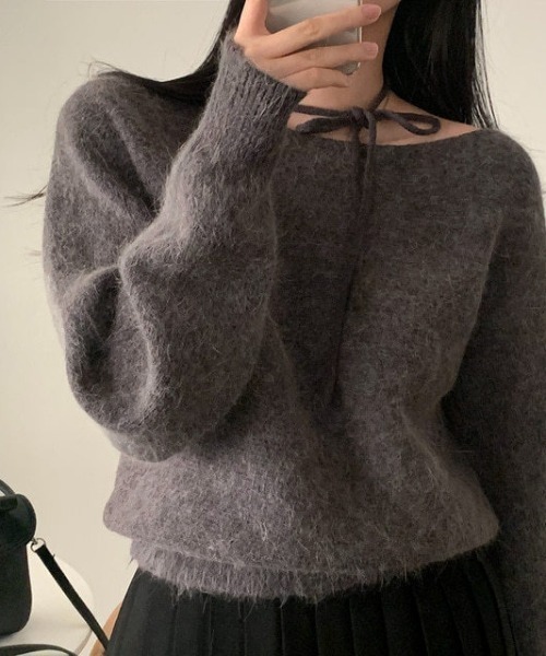 FREE STYLISTS(フリー スタイリスト)の「YUGA_YGMC ボートネック ニットトップス(ニット/セーター・レディース・ライトブルー/グレー/オフホワイト/ブラック・FREE)」の5枚目の写真