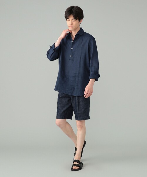 BEAMS F（ビームスエフ）の「Maria Santangelo / POLO JP リネン プルオーバー シャツ（シャツ/ブラウス・メンズ・ブラウン/ホワイト/ブラック/ネイビー・S/XS/L/M）」の11枚目の写真