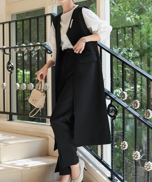 セレモニー ] 5点セット 2wayジレワンピース×ブラウス×パンツ（スーツ