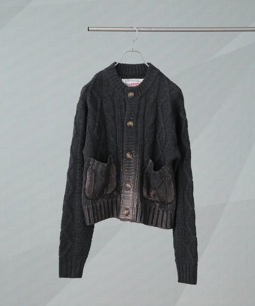 LOGAN knitting mills(ローガンニッティングミルズ)の「LOGAN/FOil カーディガン(カーディガン/ボレロ・レディース・アイボリー/チャコール・FREE)」の14枚目の写真