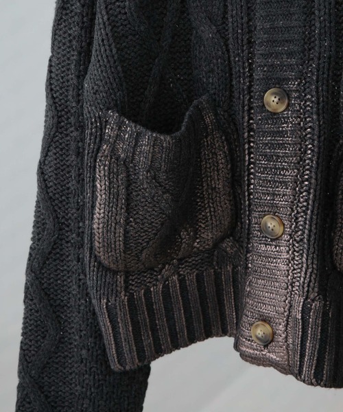 LOGAN knitting mills(ローガンニッティングミルズ)の「LOGAN/FOil カーディガン(カーディガン/ボレロ・レディース・アイボリー/チャコール・FREE)」の18枚目の写真