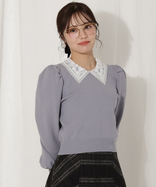 WILLSELECTION（ウィルセレクション）の「ボリュームスリーブレースカラープルオーバー（ニット/セーター・レディース・ピンク/ブラック/サックスブルー・FREE）」の20枚目の写真