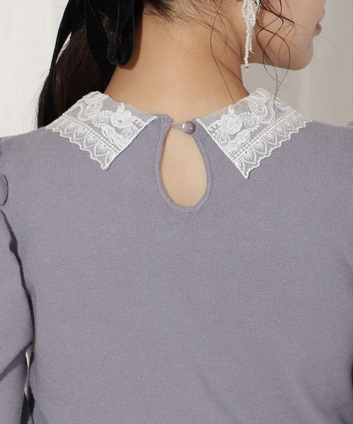 WILLSELECTION（ウィルセレクション）の「ボリュームスリーブレースカラープルオーバー（ニット/セーター・レディース・ピンク/ブラック/サックスブルー・FREE）」の12枚目の写真