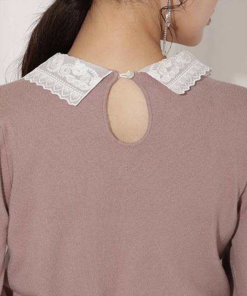 WILLSELECTION（ウィルセレクション）の「ボリュームスリーブレースカラープルオーバー（ニット/セーター・レディース・ピンク/ブラック/サックスブルー・FREE）」の7枚目の写真