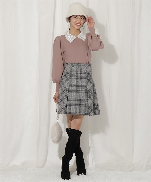 WILLSELECTION（ウィルセレクション）の「ボリュームスリーブレースカラープルオーバー（ニット/セーター・レディース・ピンク/ブラック/サックスブルー・FREE）」の8枚目の写真